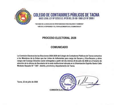 COMUNICADO OFICIAL – PROCESO ELECTORAL 2026