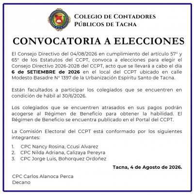 CONVOCATORIA A ELECCIONES 2026–2028