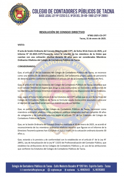 RESOLUCION DE CONSEJO DIRECTIVO